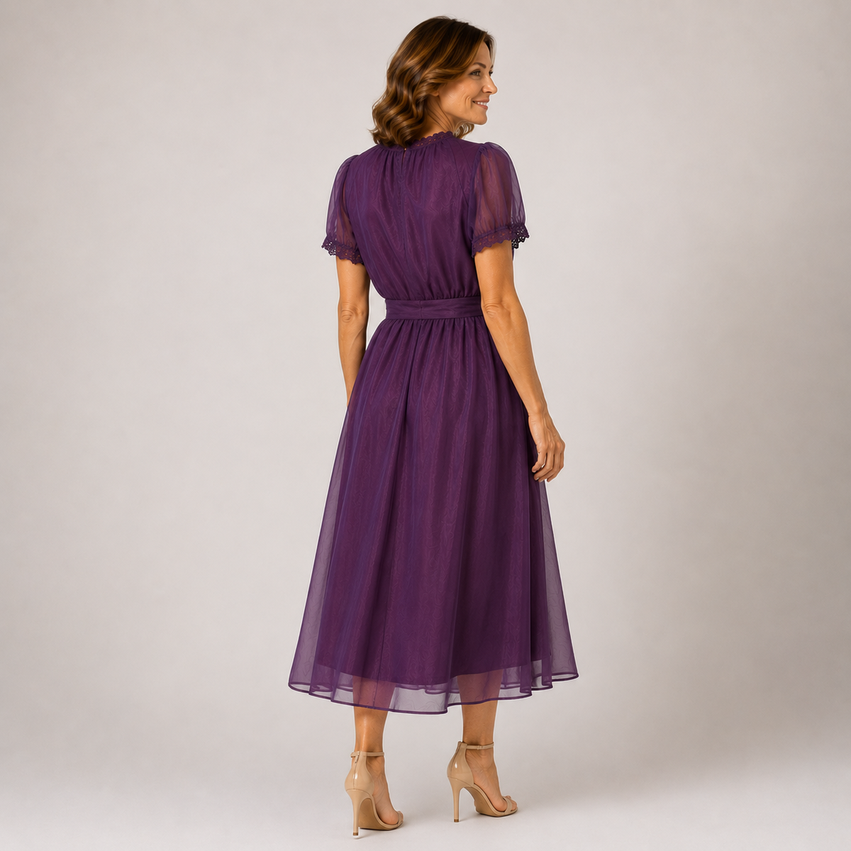 Flavia Chiffon Lace Midi Dress