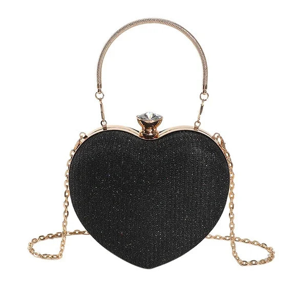 Heart-Shaped Metallic Evening Purse