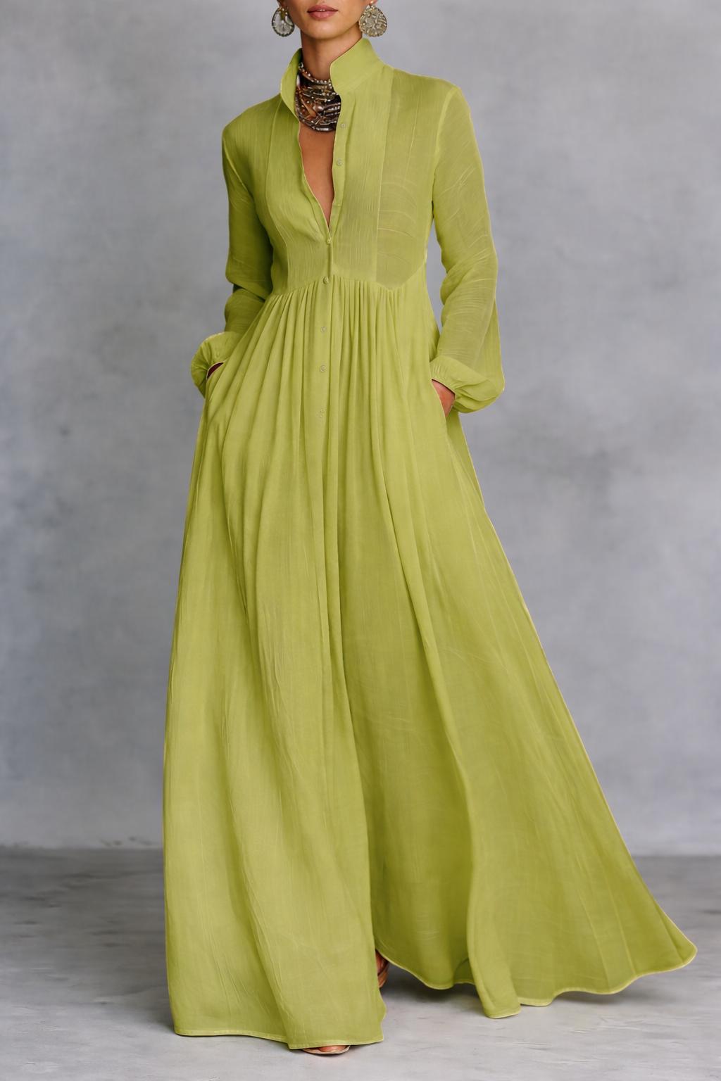 Button-Front Maxi Dress