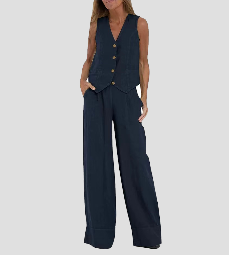 Aira Vest & Wide-Leg Trousers Set