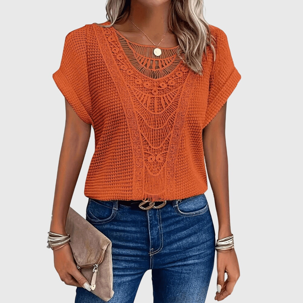 Pearl Crochet Lace Boho Top