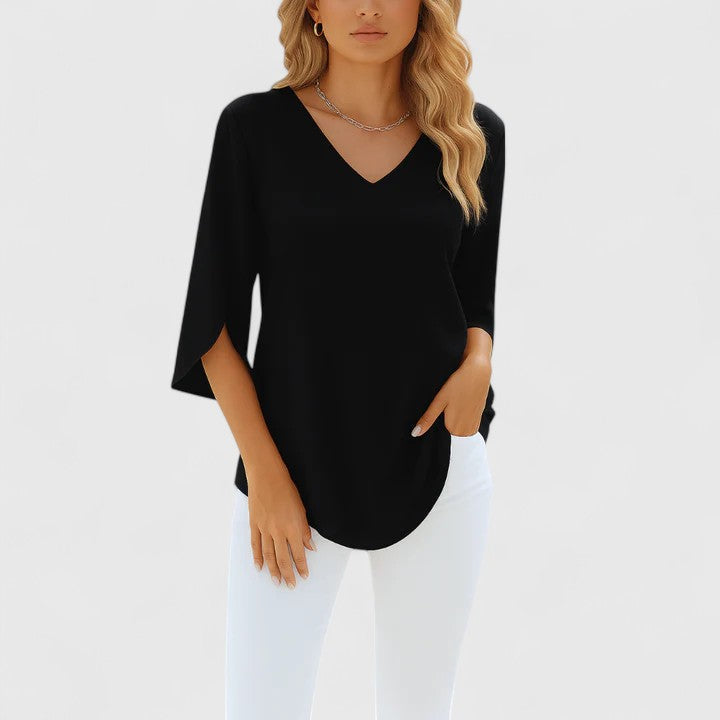 Violetta V-Neck Split Sleeve Blouse