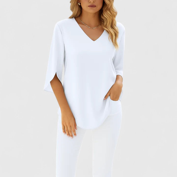 Violetta V-Neck Split Sleeve Blouse