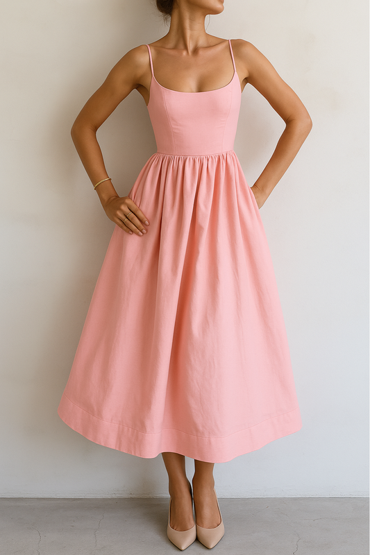 Gathered Skirt Slip Dress