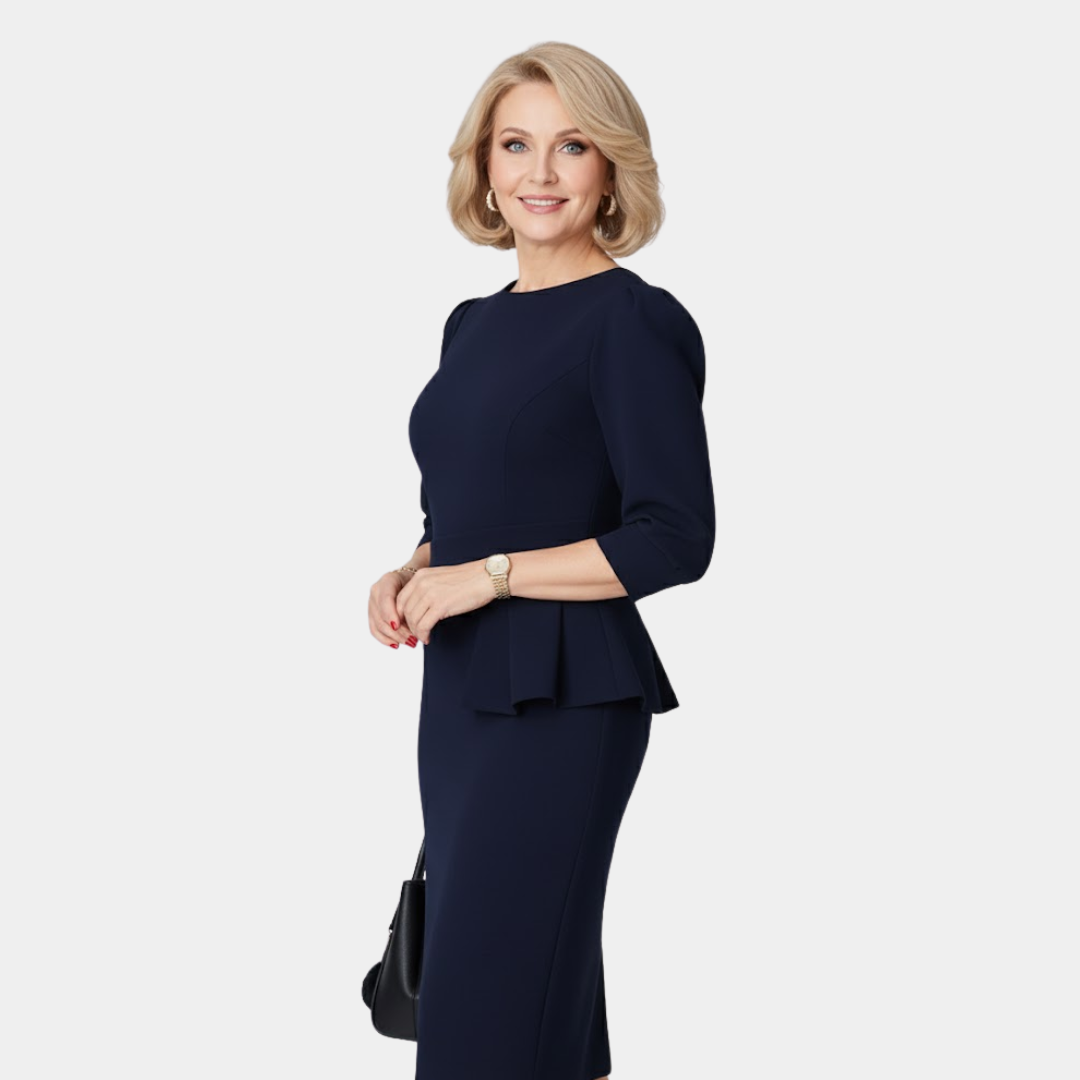Peplum Ruffle Midi Dress