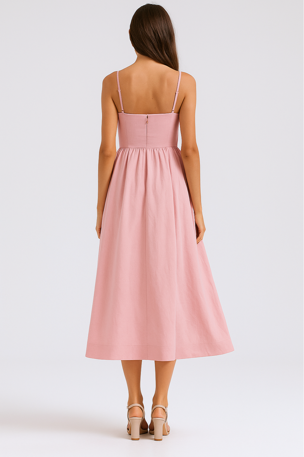 Gathered Skirt Slip Dress