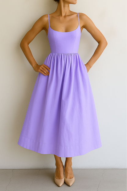 Gathered Skirt Slip Dress