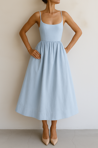 Gathered Skirt Slip Dress