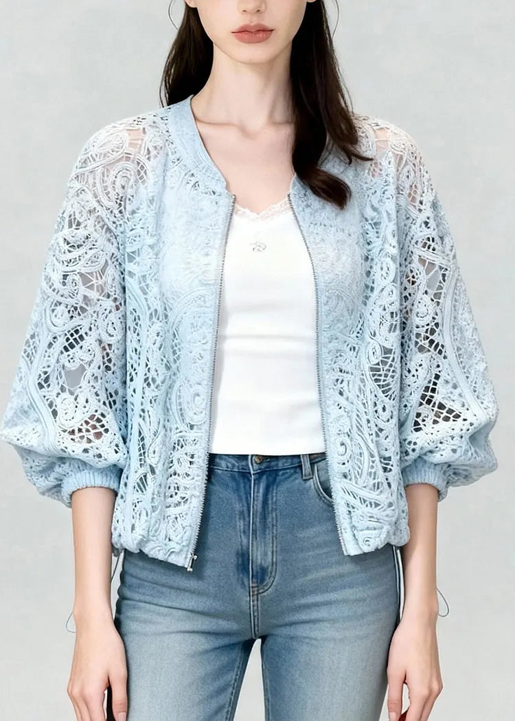 Laceva Zip-Up Lace Jacket