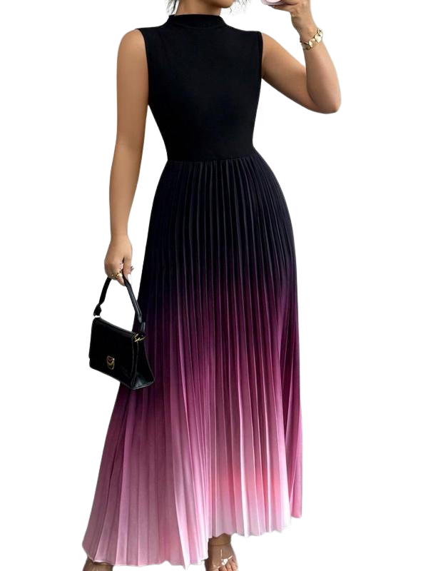 Yza Ombré Pleated Maxi Dress