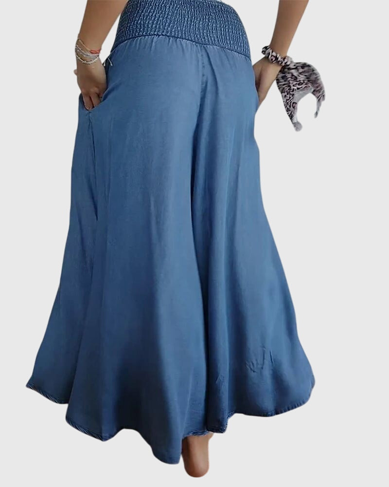 Isabella Smocked Wide-Leg Trousers