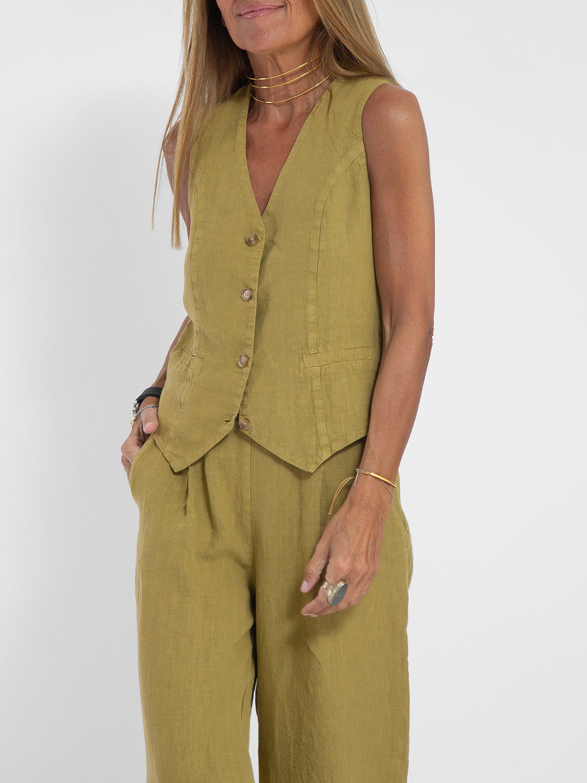 Aira Vest & Wide-Leg Trousers Set