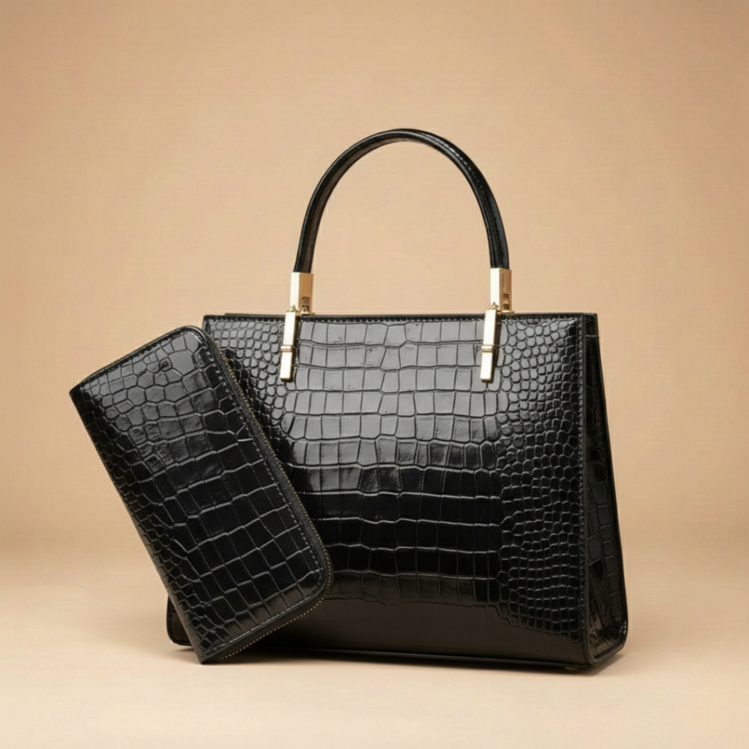 Leather Tote Bag & Wallet Set