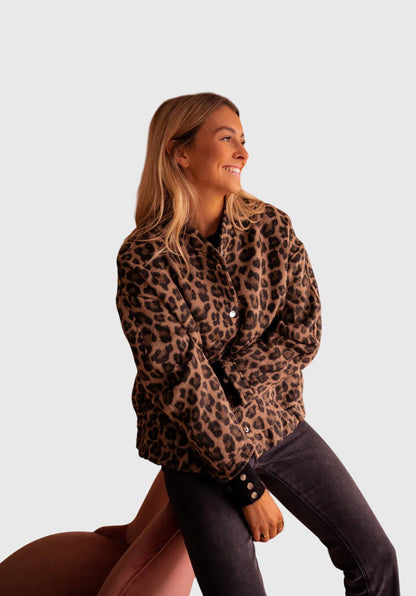 Elodie Leopard-Print Statement Jacket