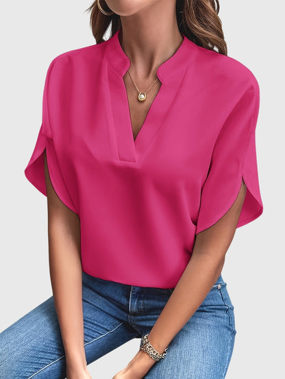 Kristie V-Notch Flutter Sleeve Blouse