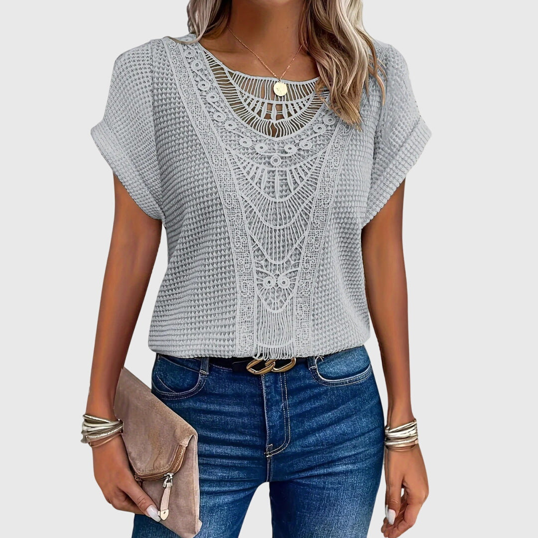 Pearl Crochet Lace Boho Top