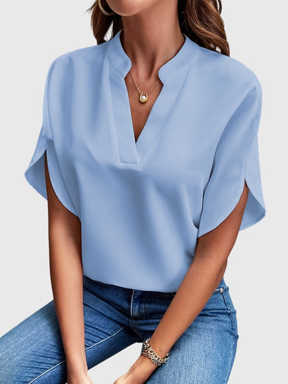 Kristie V-Notch Flutter Sleeve Blouse