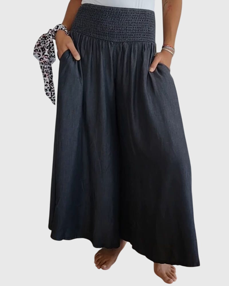 Isabella Smocked Wide-Leg Trousers