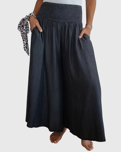 Isabella Smocked Wide-Leg Trousers