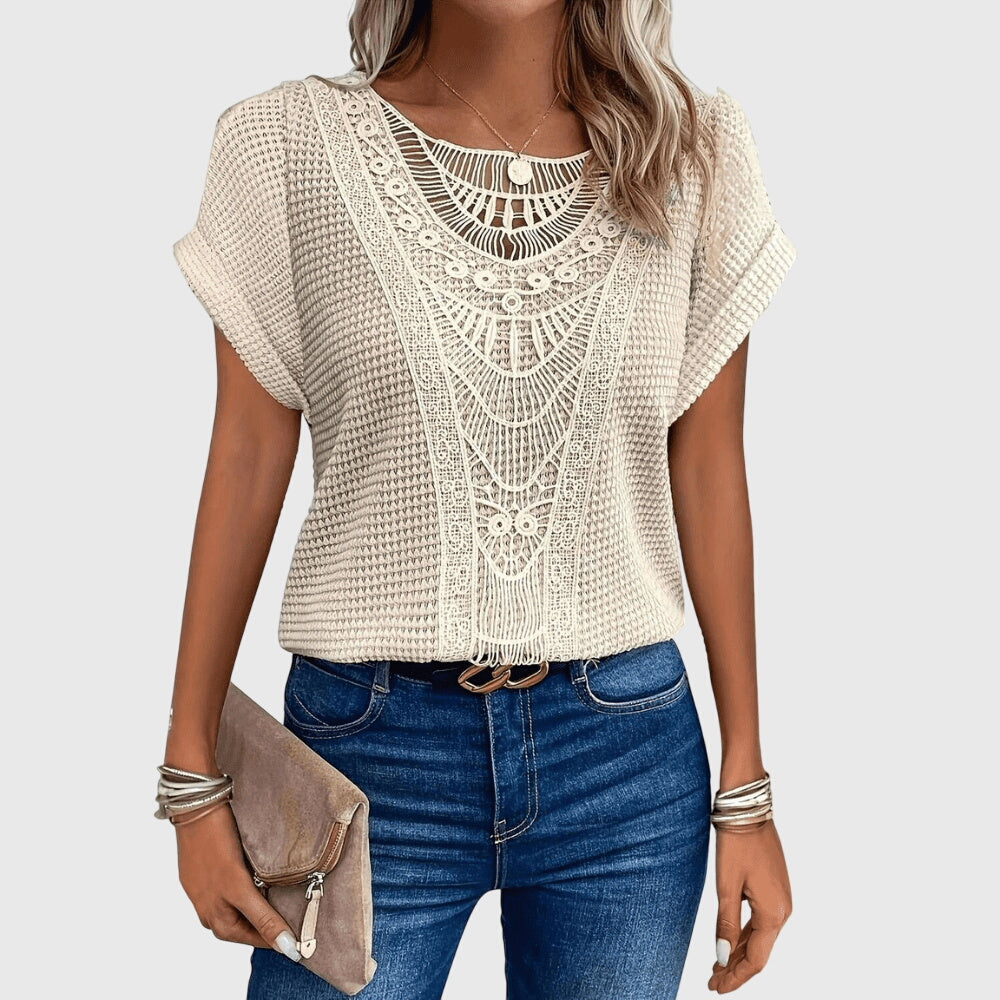 Pearl Crochet Lace Boho Top