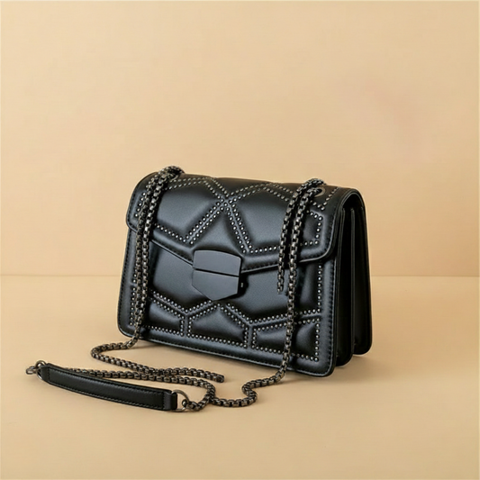 Studded Chain PU Leather Crossbody Bag