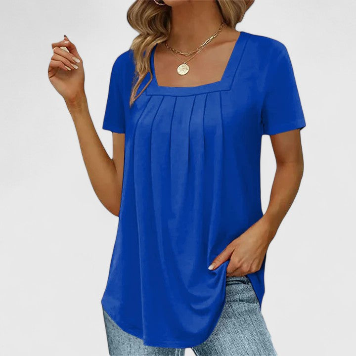 Mirelina Square-Neck Pleated Blouse