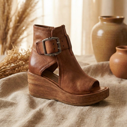 Celeste Buckle Wedge Boots