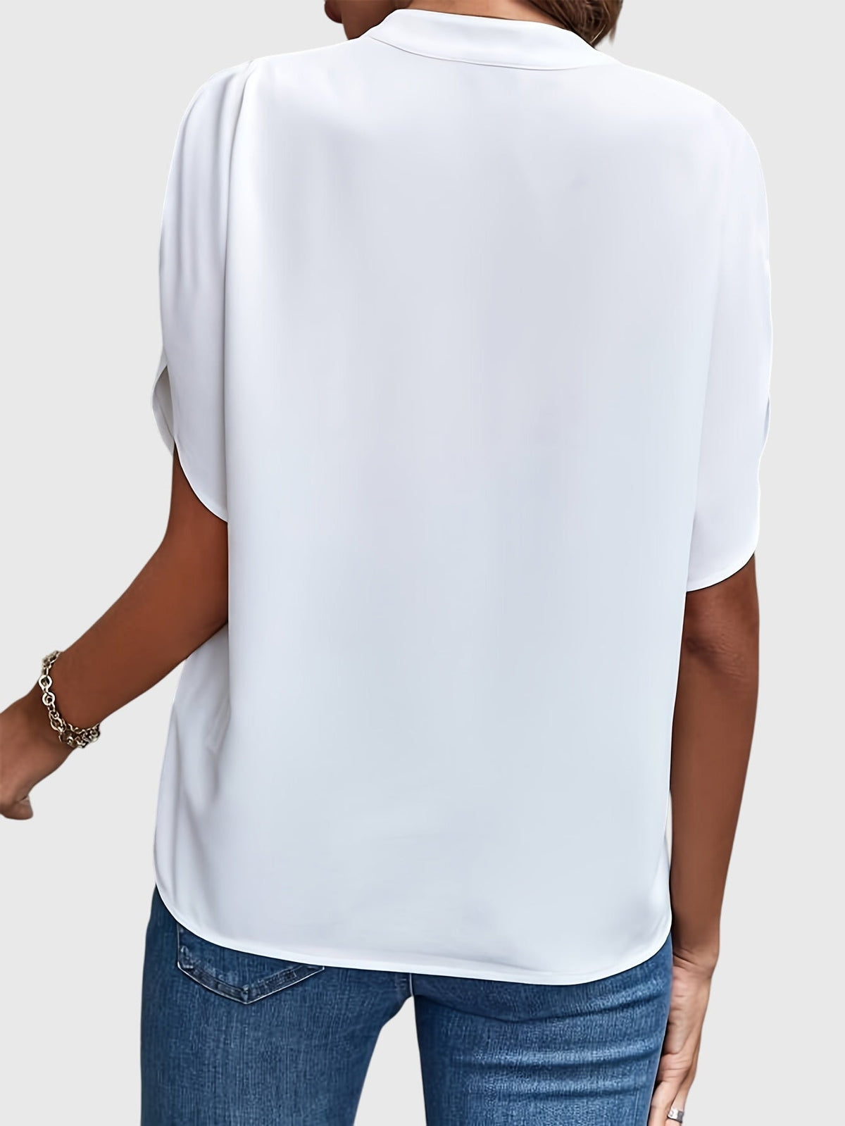 Kristie V-Notch Flutter Sleeve Blouse
