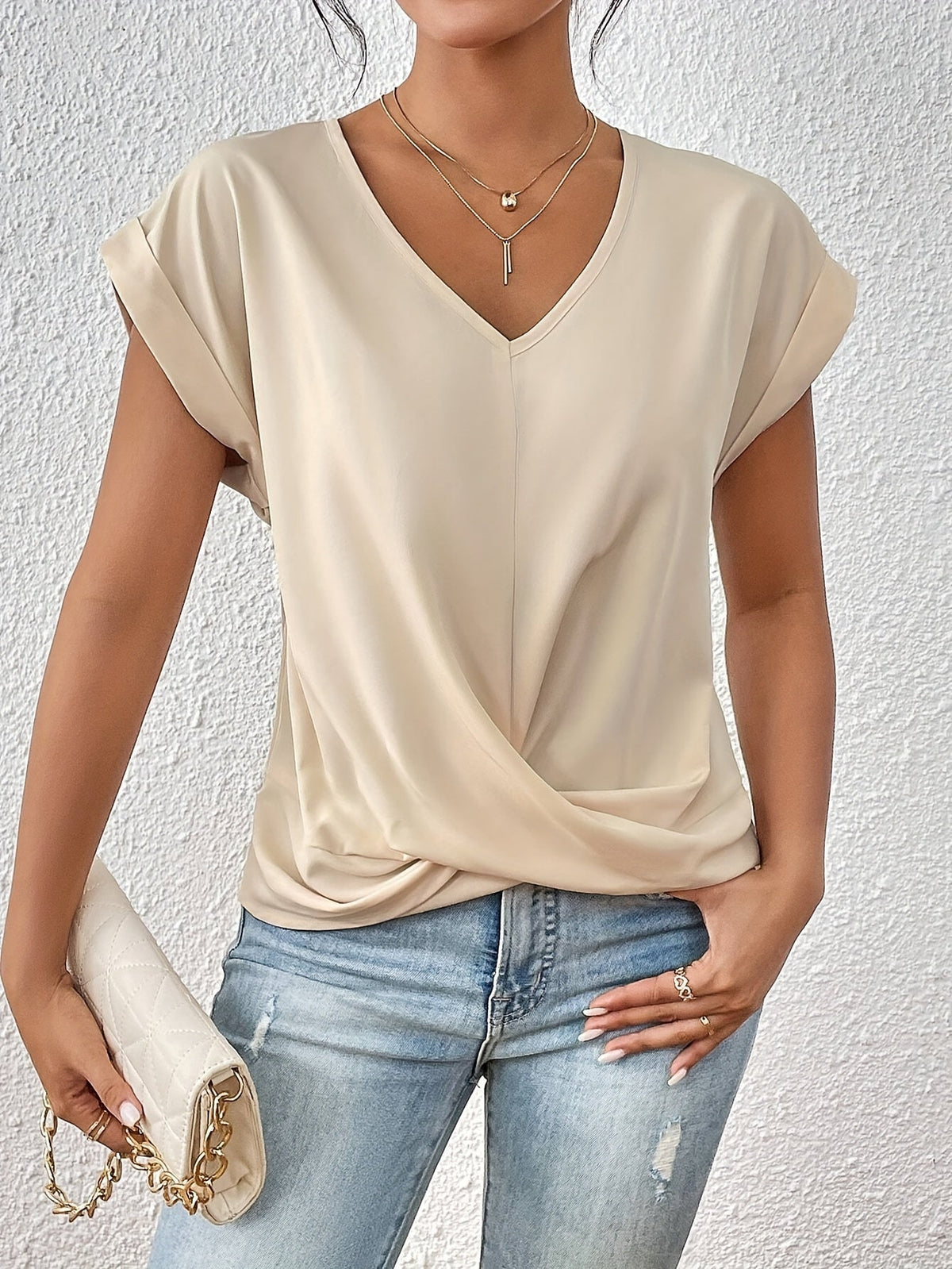 Sarah V-Neck Twist Hem Top