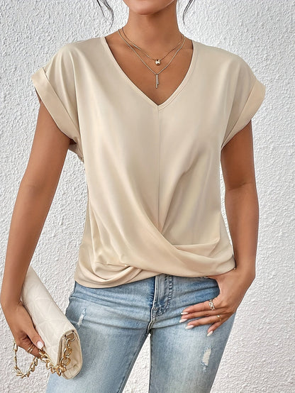 Sarah V-Neck Twist Hem Top