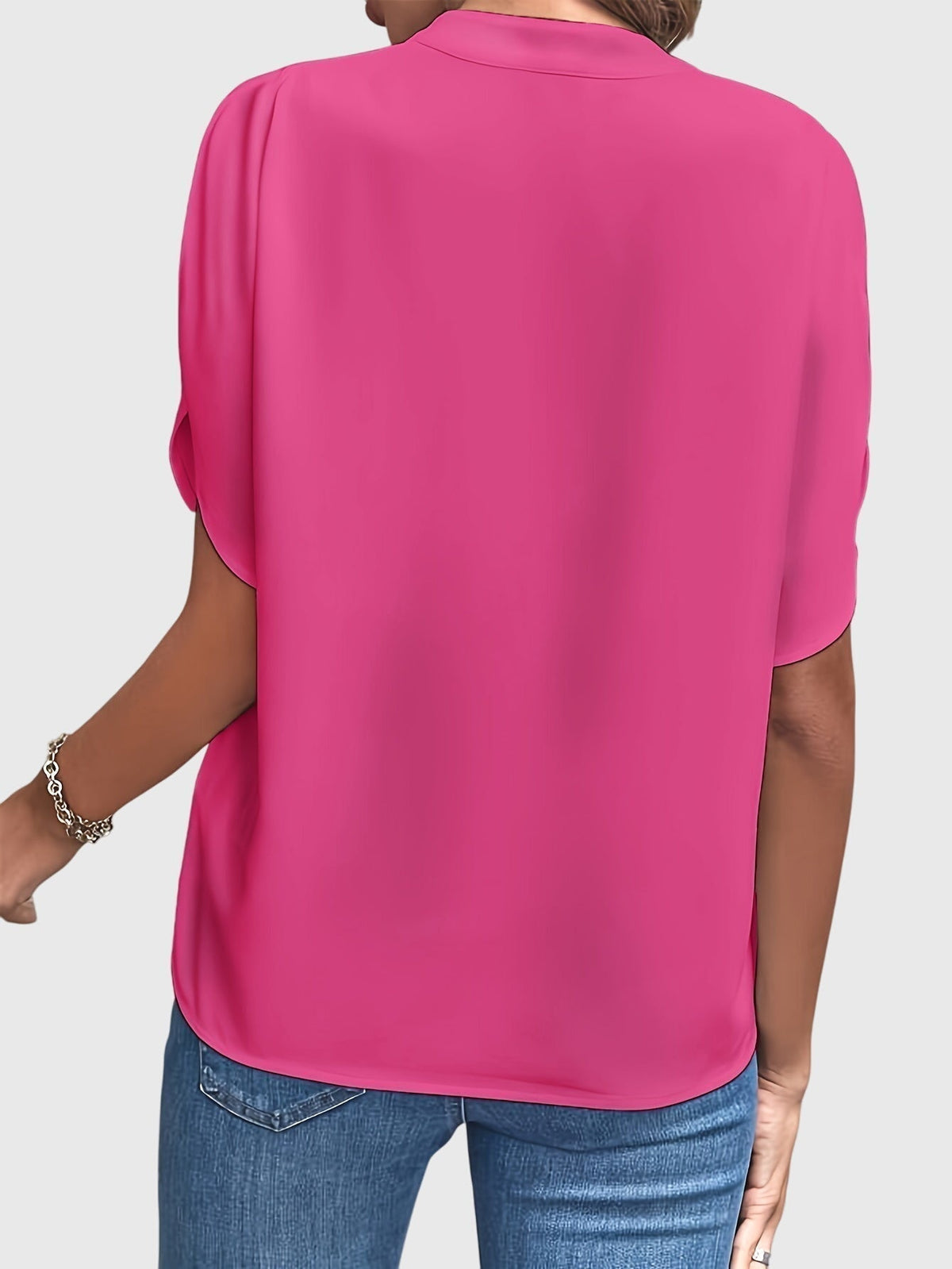Kristie V-Notch Flutter Sleeve Blouse