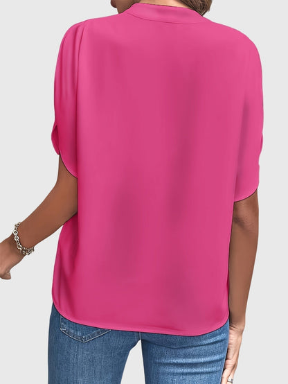 Kristie V-Notch Flutter Sleeve Blouse