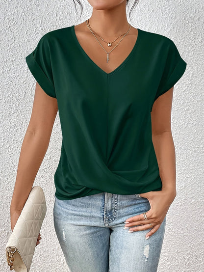 Sarah V-Neck Twist Hem Top