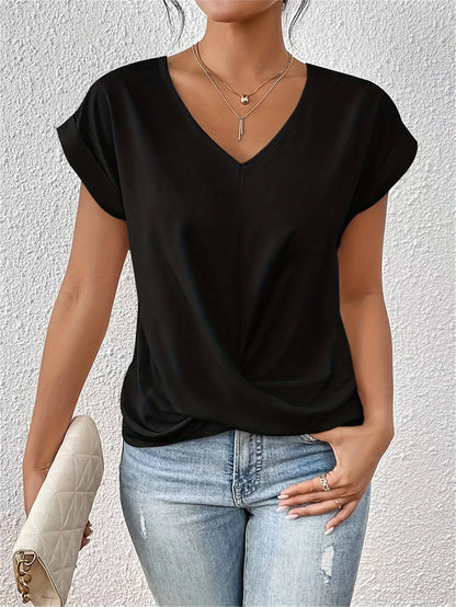 Sarah V-Neck Twist Hem Top
