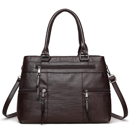 Elanora Triple-Zip Leather Tote