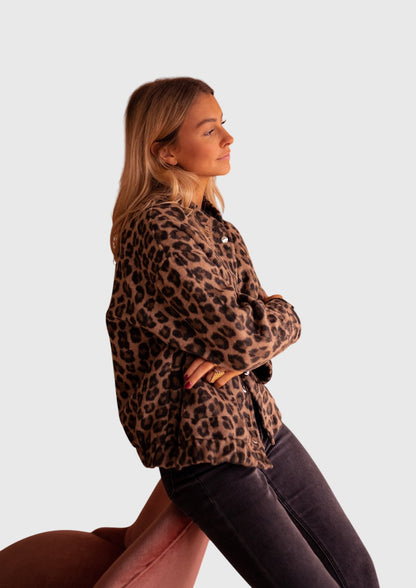Elodie Leopard-Print Statement Jacket
