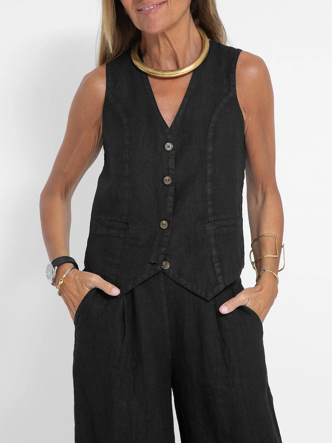 Aira Vest & Wide-Leg Trousers Set