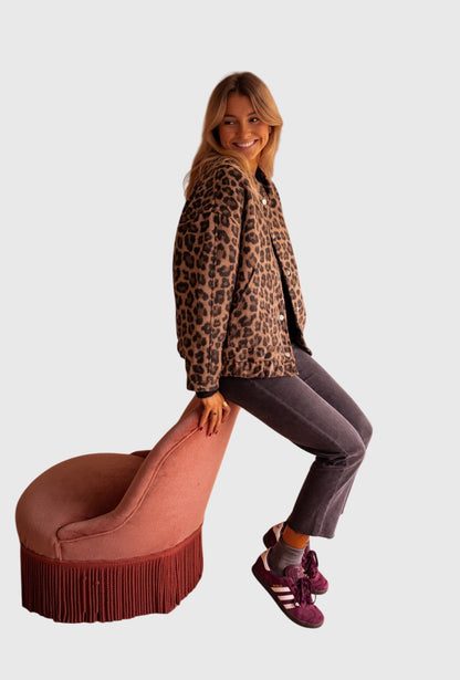 Elodie Leopard-Print Statement Jacket