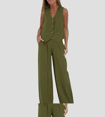 Aira Vest & Wide-Leg Trousers Set