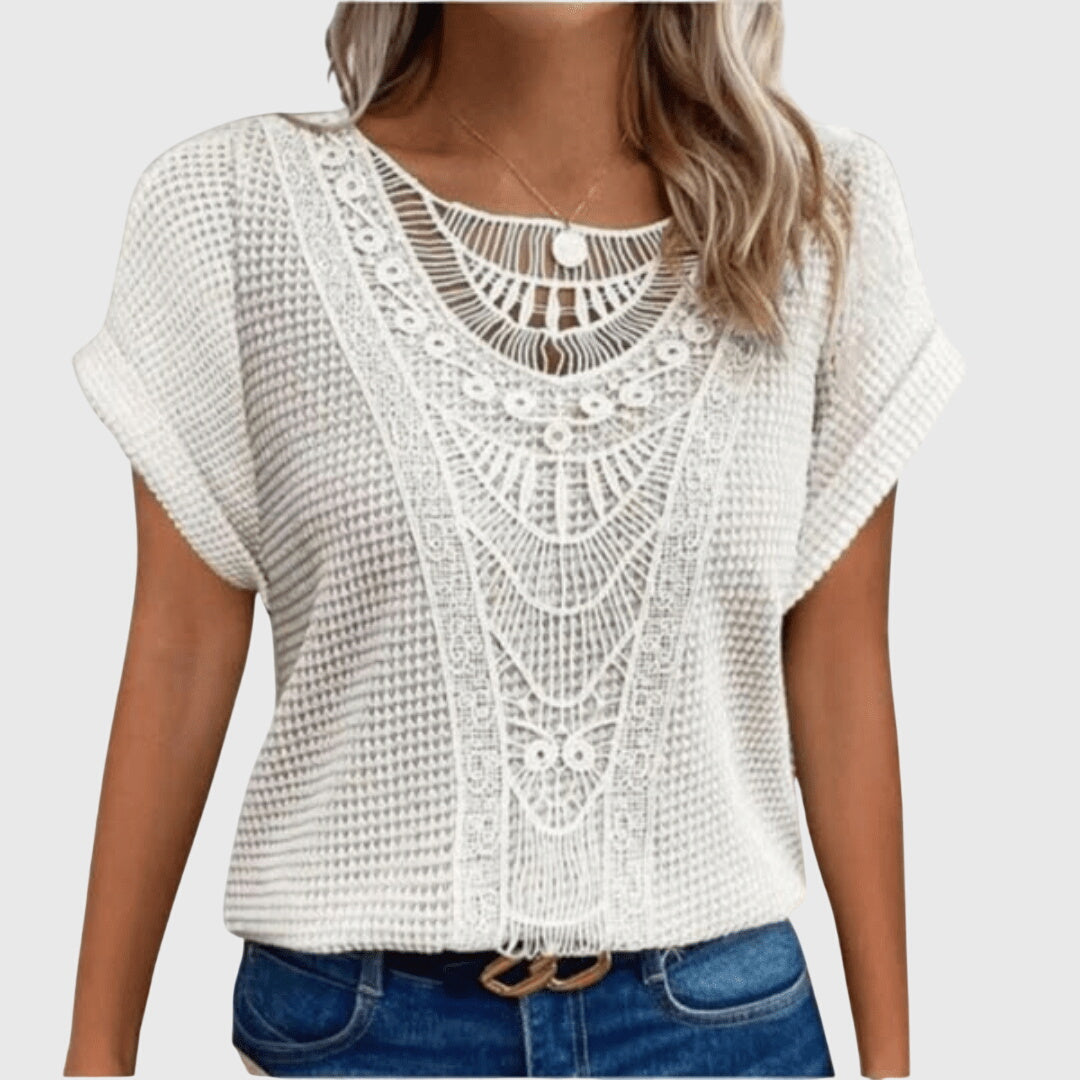 Pearl Crochet Lace Boho Top