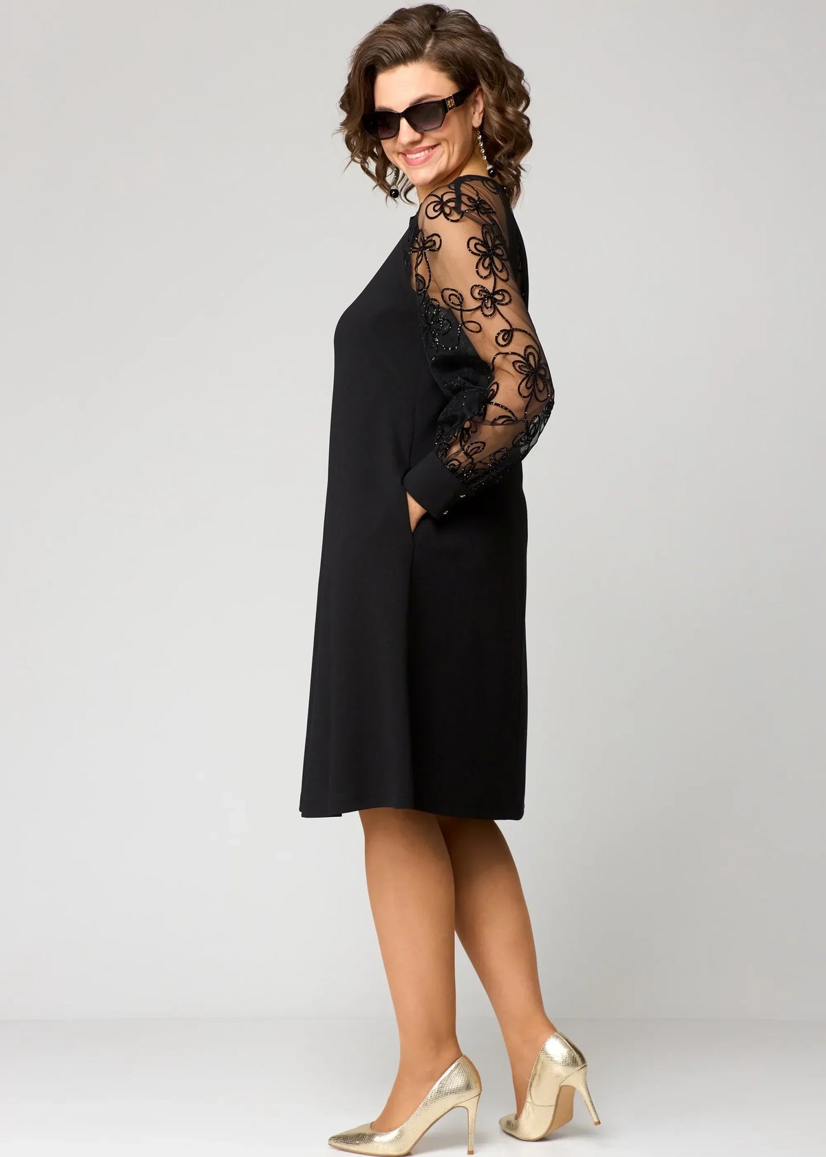 Edyth Lace Sleeve A-Line Dress