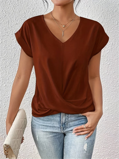 Sarah V-Neck Twist Hem Top