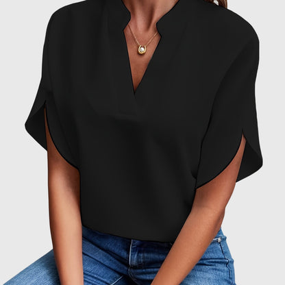 Kristie V-Notch Flutter Sleeve Blouse