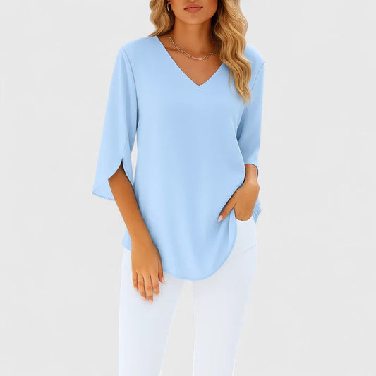 Violetta V-Neck Split Sleeve Blouse