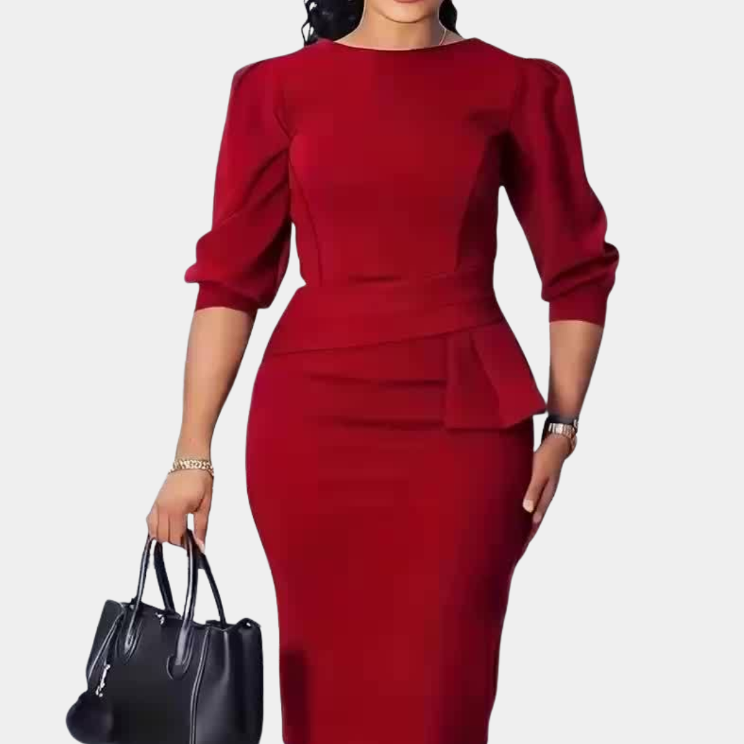 Peplum Ruffle Midi Dress