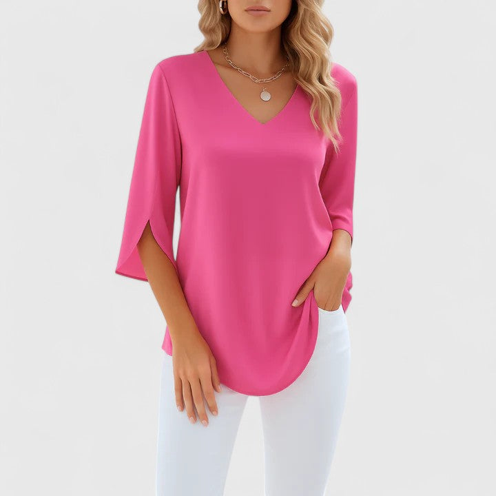 Violetta V-Neck Split Sleeve Blouse