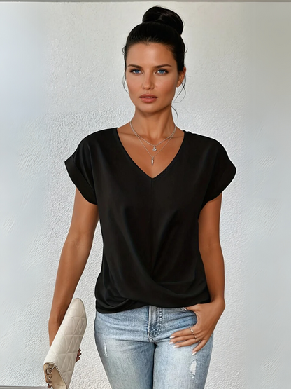 Sarah V-Neck Twist Hem Top
