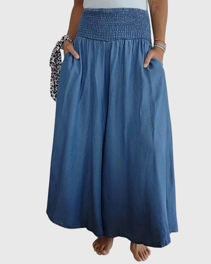 Isabella Smocked Wide-Leg Trousers