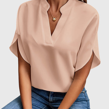 Kristie V-Notch Flutter Sleeve Blouse
