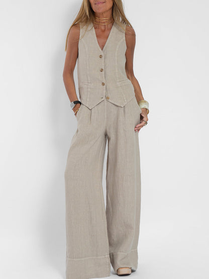 Aira Vest & Wide-Leg Trousers Set